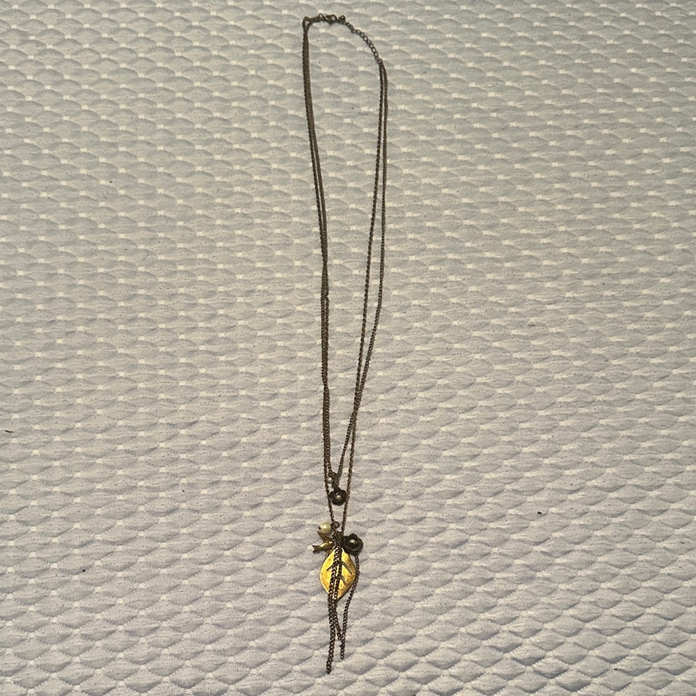 Forever 21 Gold Leaf Charm Necklace